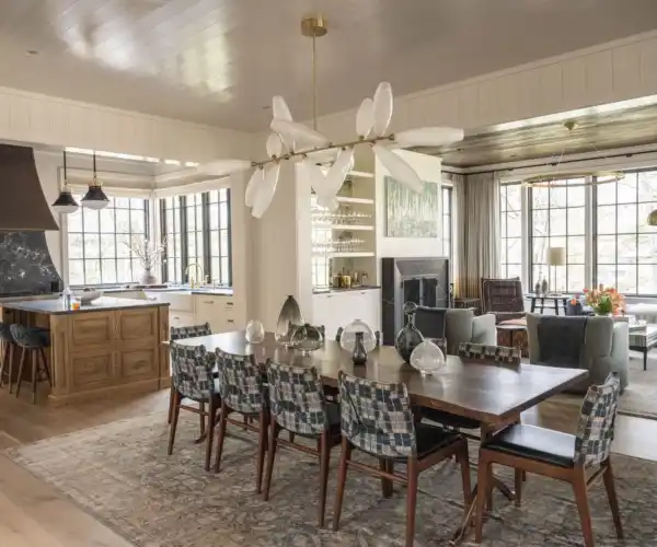 An expansive living area, dining room and kitchen at Hawthorn House