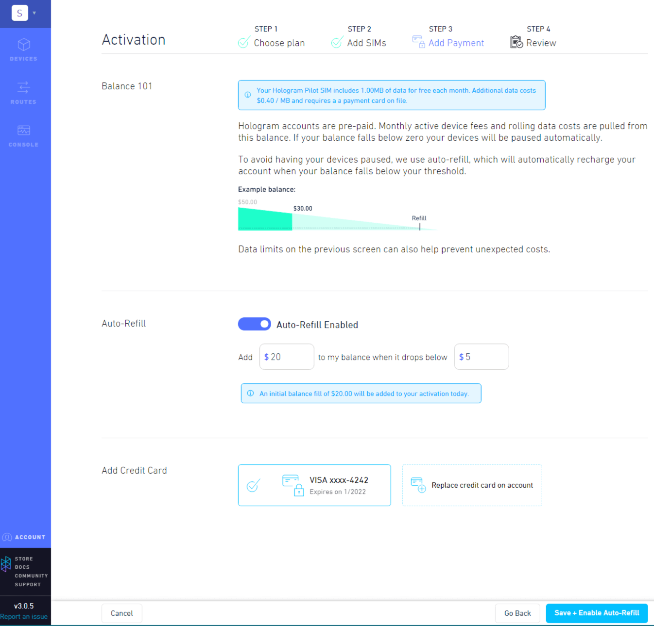 Add Payment in Activation