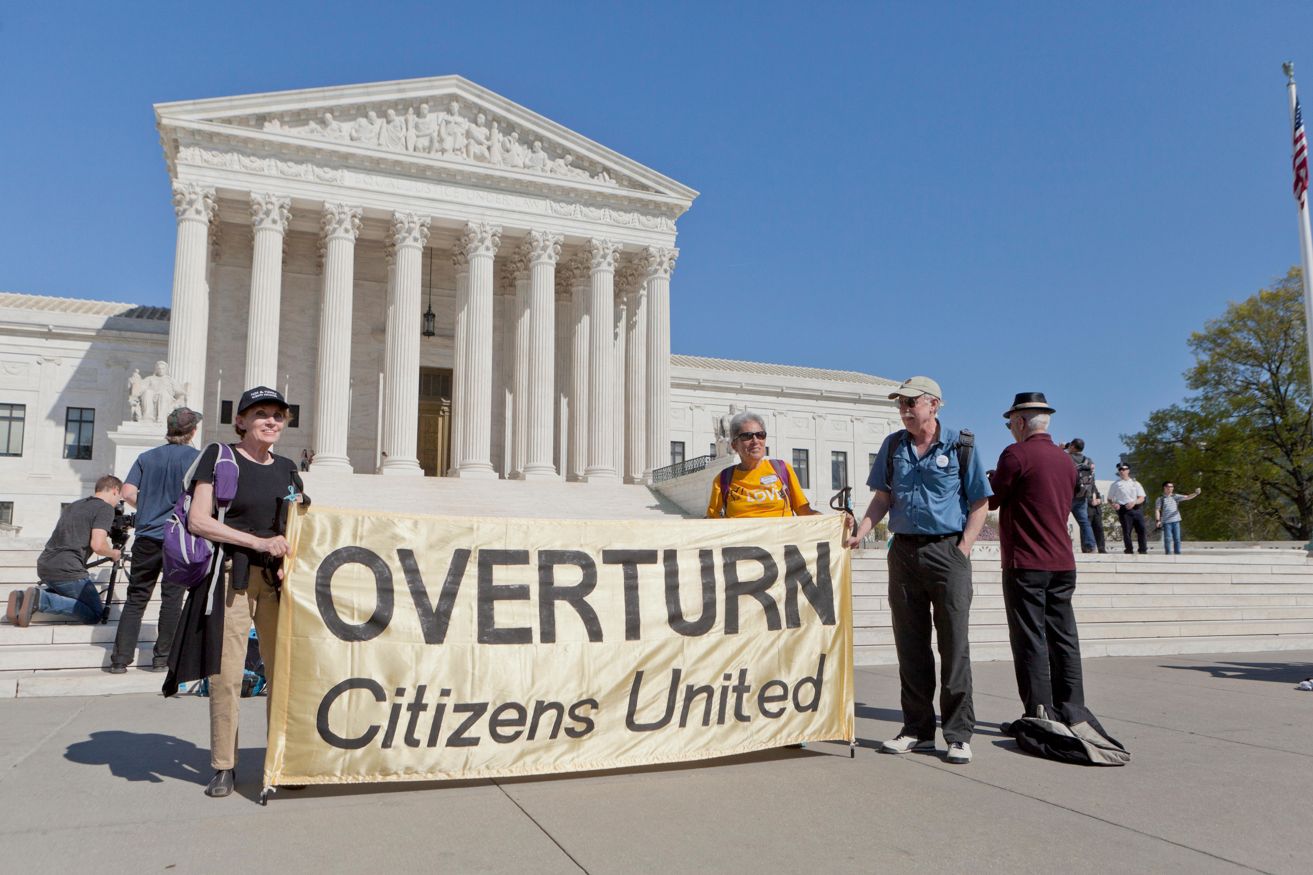Supreme Court chamber with a gavel, symbolizing the Citizens United case.