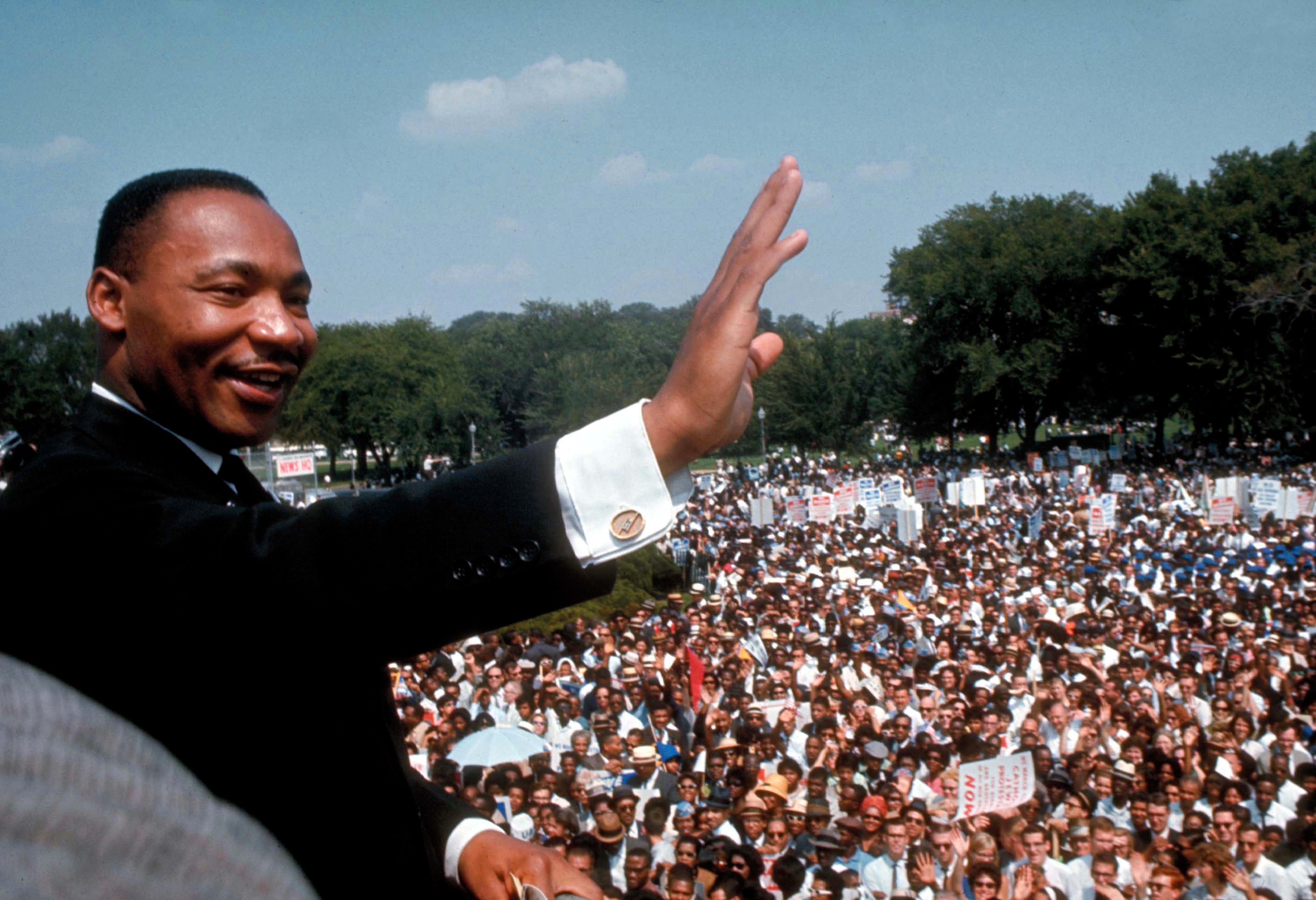 Martin Luther King Jr. delivering his 'I Have a Dream' speech at the March on Washington in 1963.