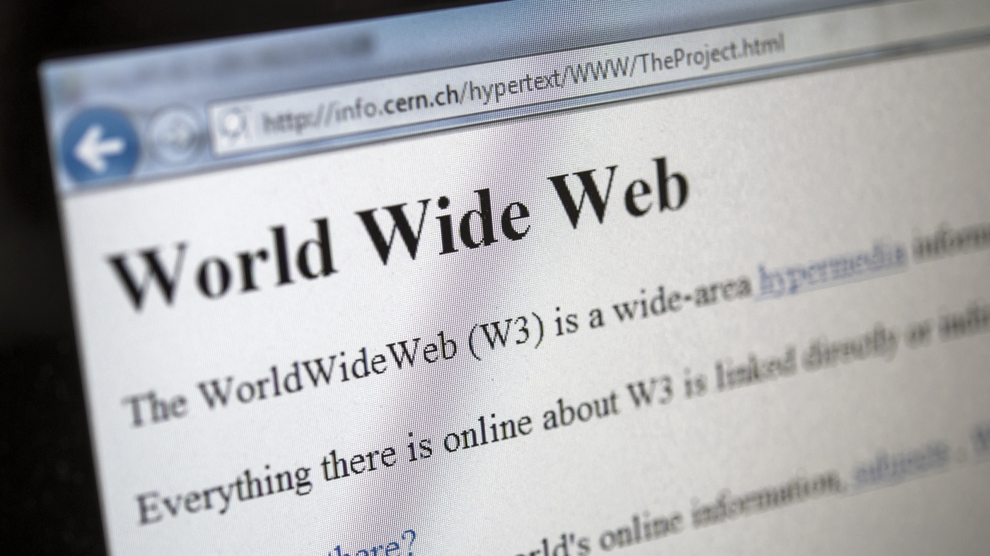A screenshot of the first web browser, WorldWideWeb, designed by Tim Berners-Lee.