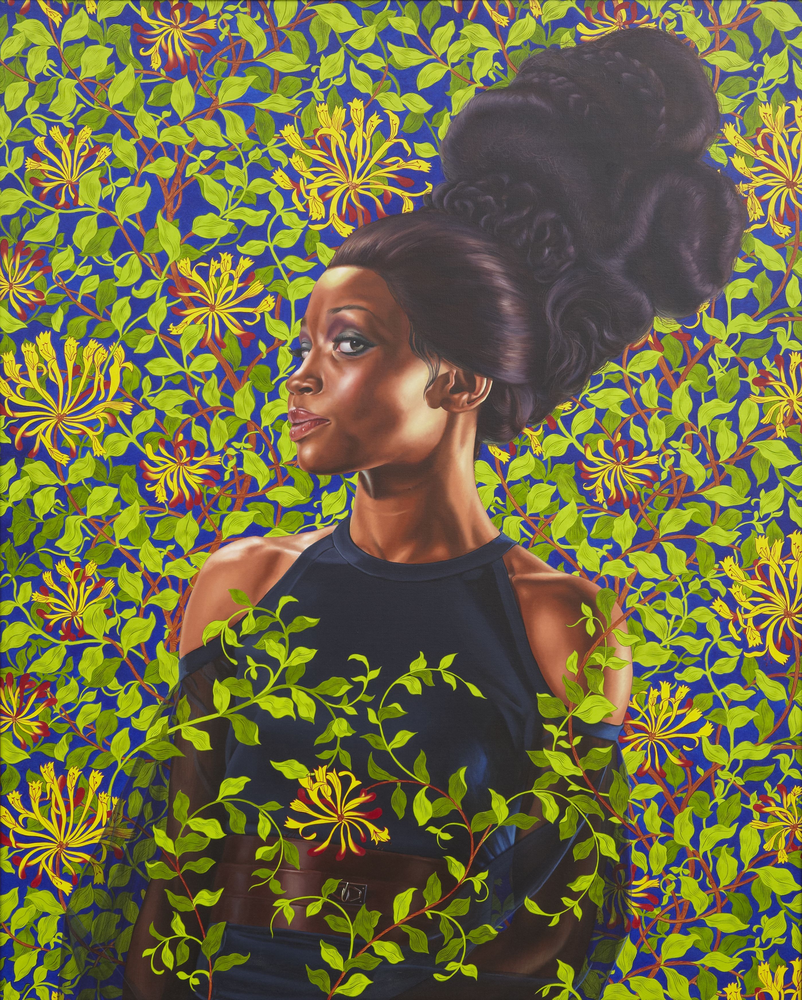 The works presented in Kehinde Wiley: A New Republic raise questions about race, gender, and the politics of representation by portraying contemporary African American men and women using the conventions of traditional European portraiture.