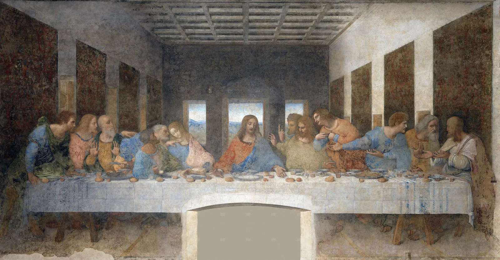 The Last Supper by Leonardo da Vinci, capturing the dramatic moment Jesus reveals his betrayal.