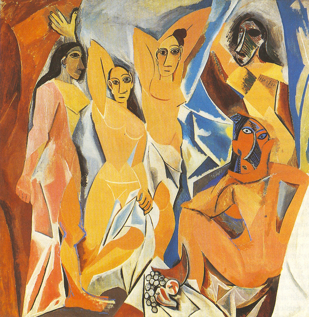 Les Demoiselles d’Avignon, a revolutionary work influenced by African masks and Iberian sculpture that broke from traditional perspective and marked the birth of Cubism.