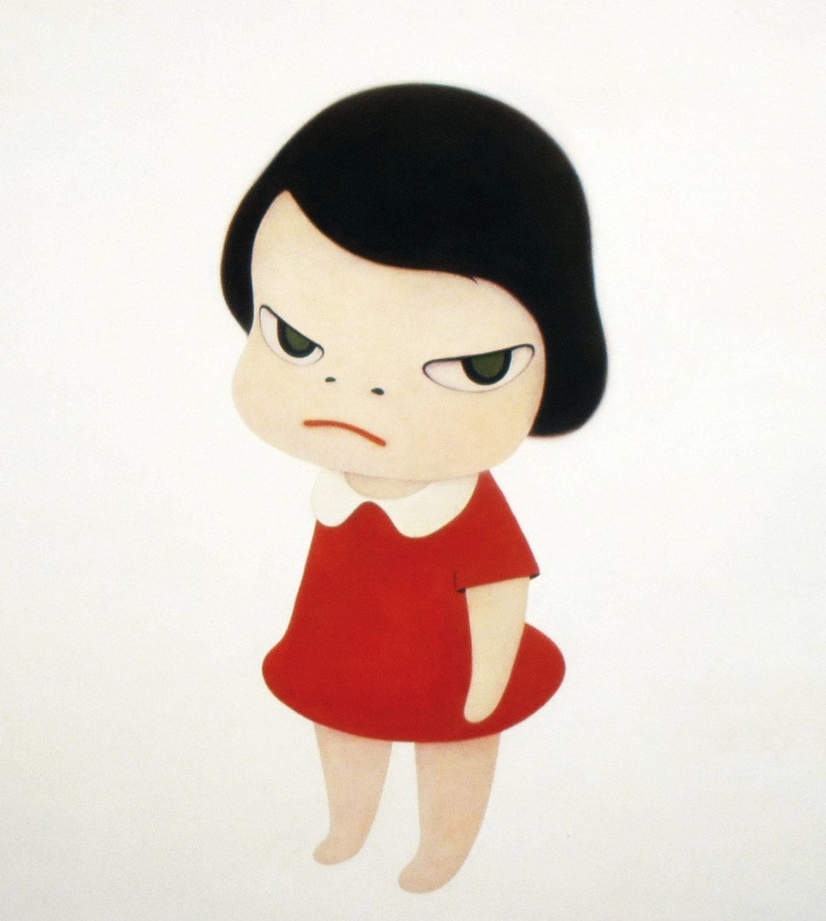 Knife Behind Back by Yoshitomo Nara, a defiant child holding a hidden blade behind her back.
