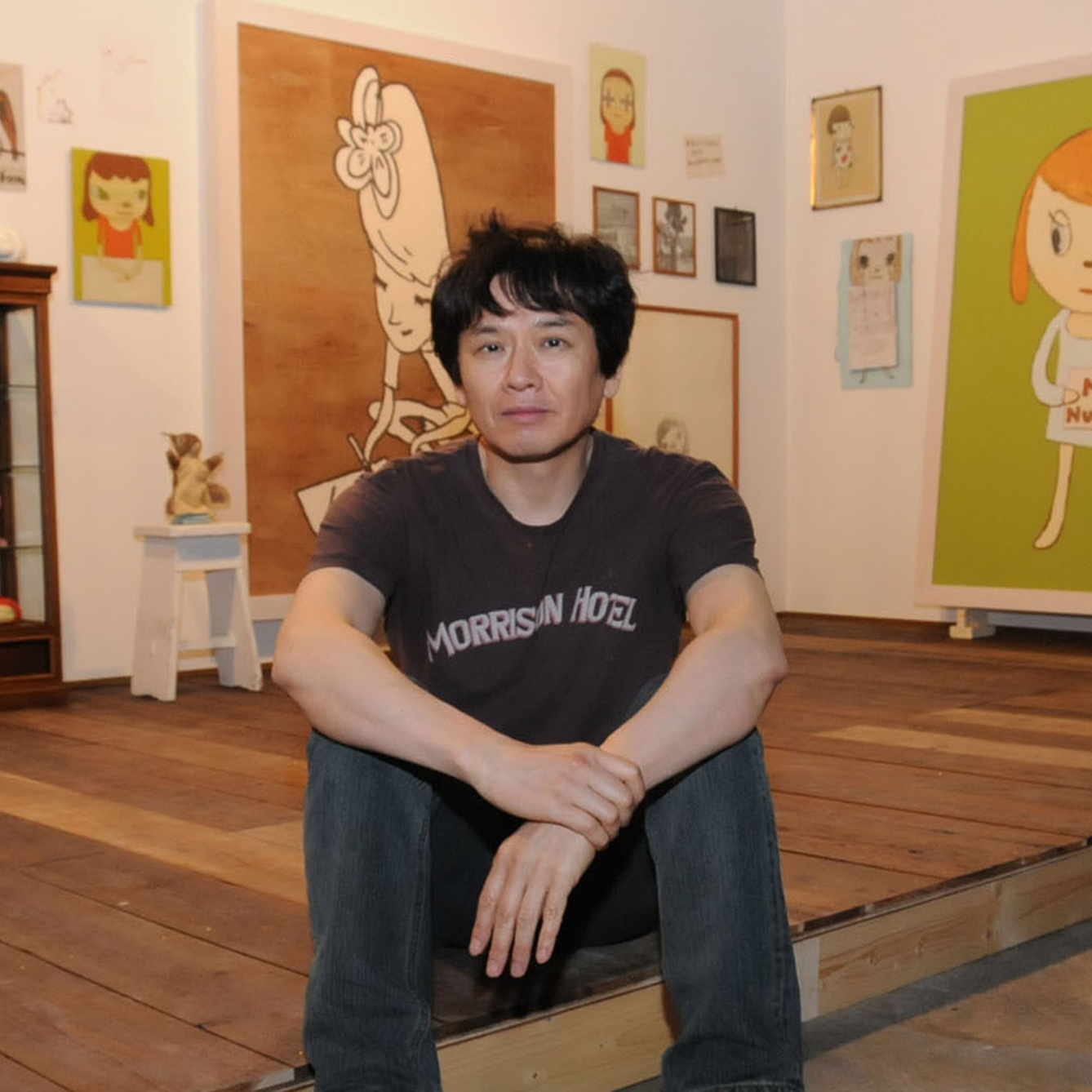 Portrait of Yoshitomo Nara, Japanese contemporary artist known for emotionally complex portraits of children.