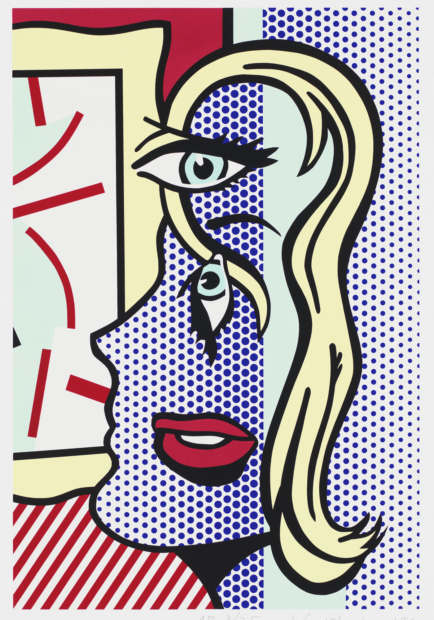 Art Critic by Roy Lichtenstein, two women in comic-strip style discussing art, rendered in bold lines and saturated tones.
