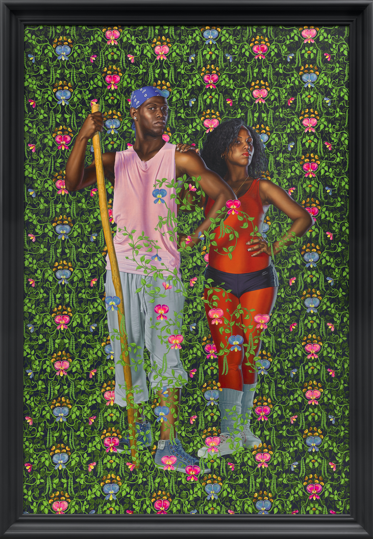 This body of work is informed by Wiley’s focus on the evolution of Black culture globally. Inspired by two visits Wiley made to Cuba, this new body of work explores the phenomenon of the carnivalesque in Western culture.