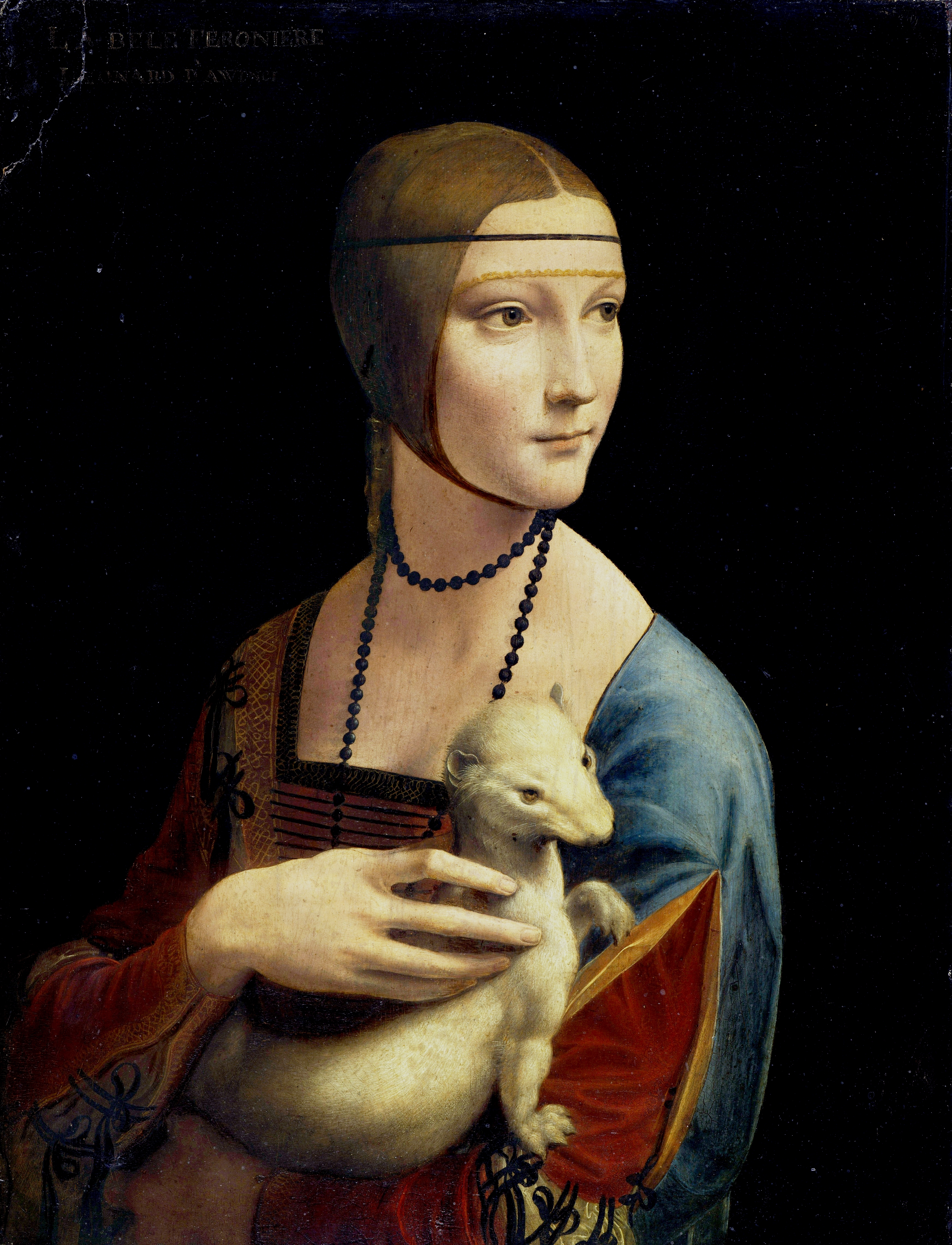 Leonardo da Vinci's "Lady with an Ermine" is a portrait of Cecilia Gallerani, the mistress of Ludovico Sforza, Duke of Milan, holding an ermine, it is a powerful depiction of a woman of great beauty, intelligence, and charm, and the ermine is often interpreted as a symbol of purity and innocence.