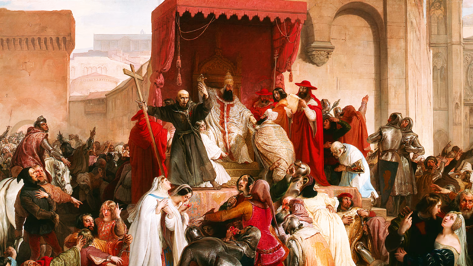 Pope Urban II called for Christians across Europe to launch the First Crusade to capture Jerusalem, a moment that reshaped relations between Christians, Muslims, and Jews for centuries.