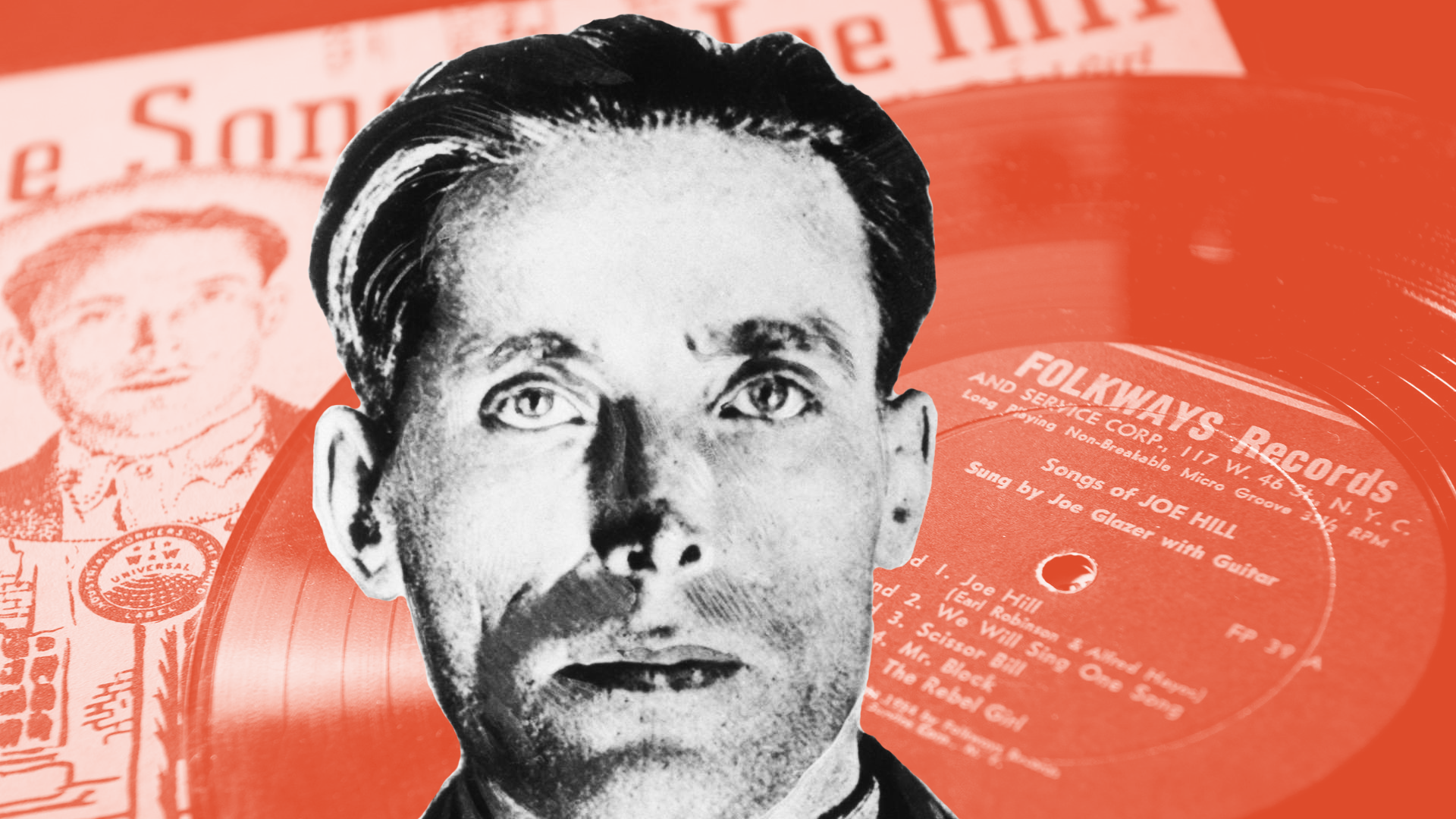Portrait of Joe Hill, iconic labor activist and folk songwriter, who was sentenced to death by a Utah court, despite scant evidence tying him to the murder of a Salt Lake City grocer and his son.'