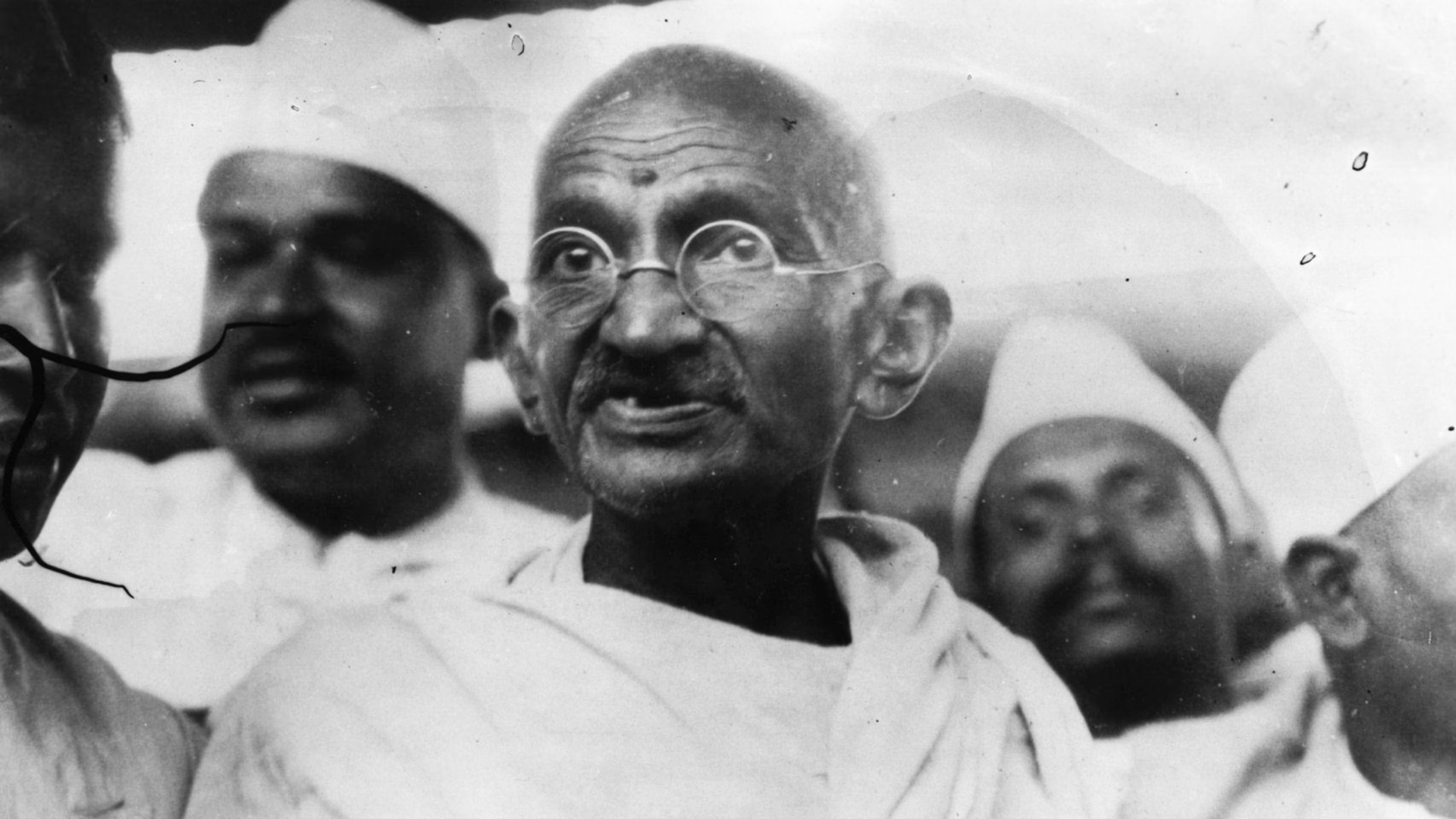Mahatma Gandhi leading followers during the historic Salt March protest against British rule in India.