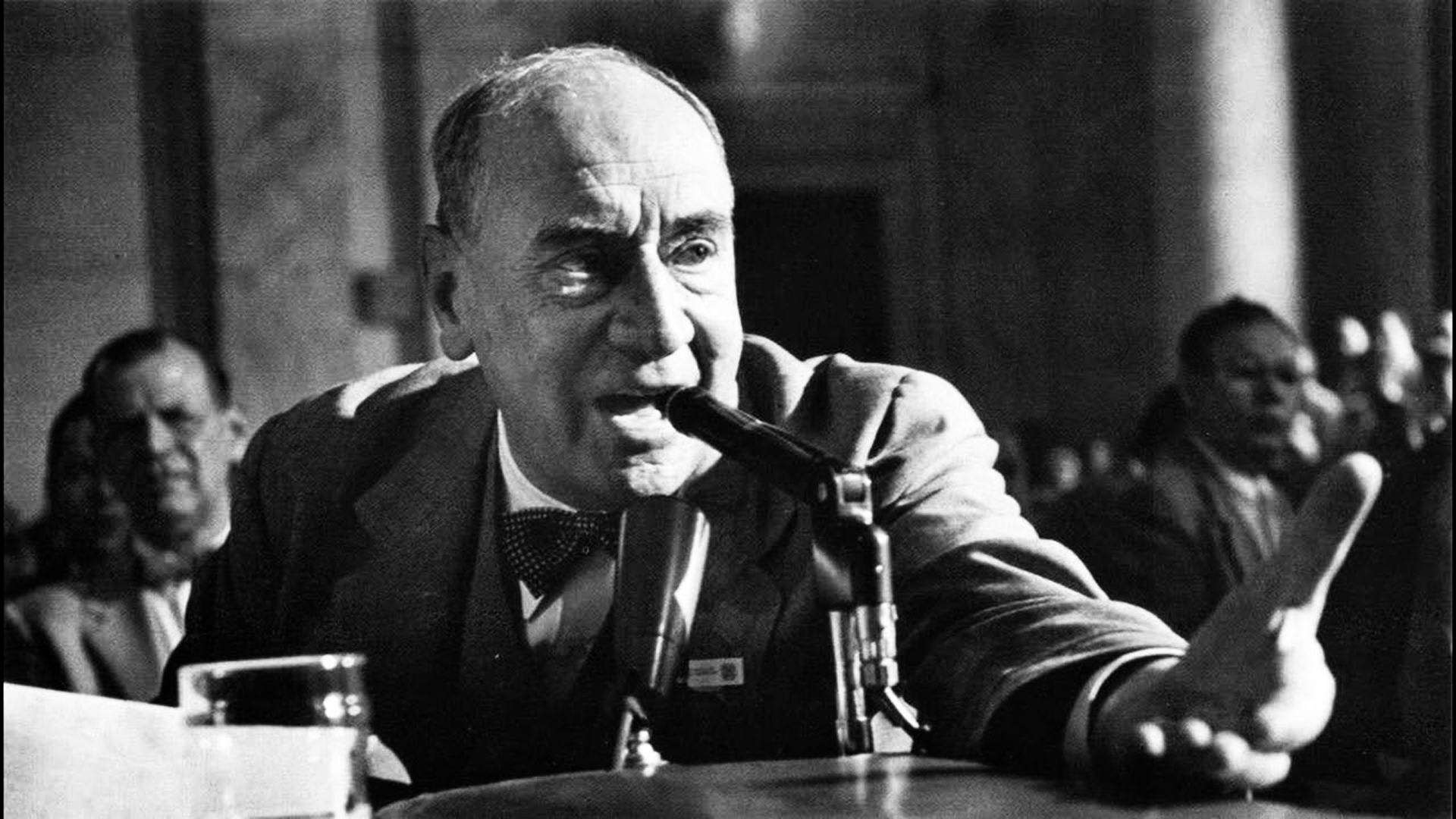 Senator Joseph McCarthy speaking during a televised hearing in 1954.