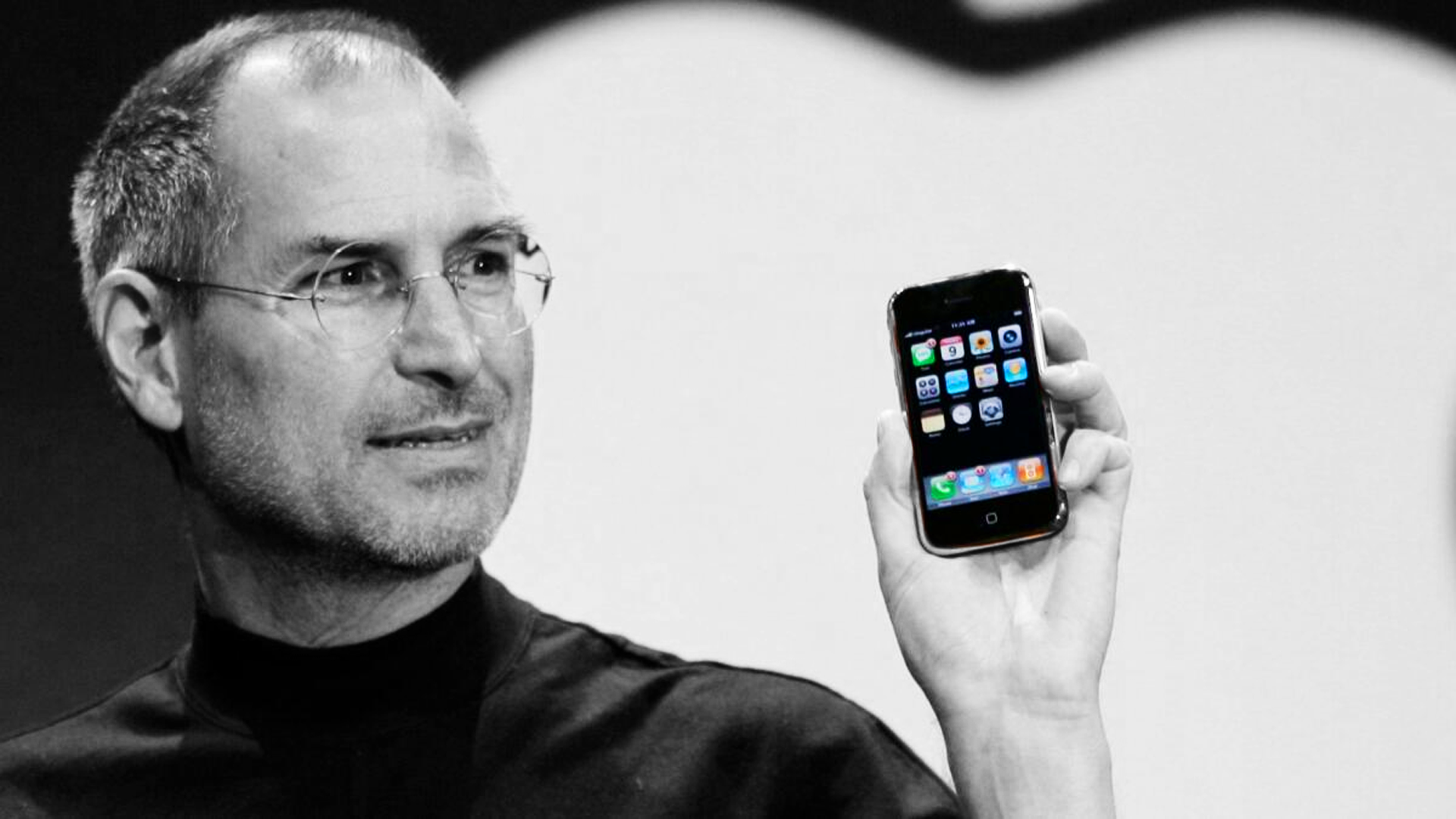 Steve Jobs presenting the first iPhone at Apple’s 2007 keynote event