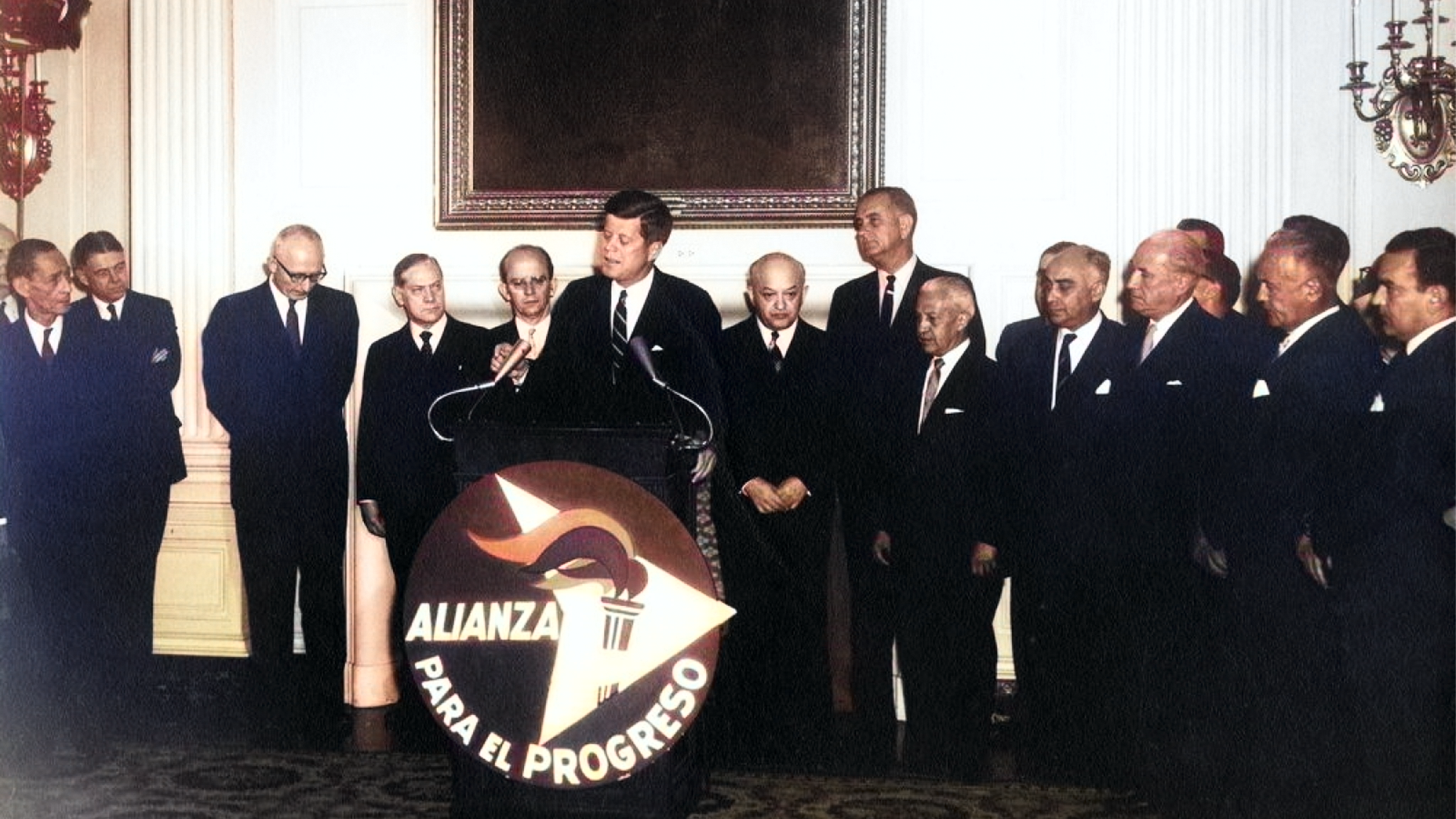 President John F. Kennedy speaking about the Alliance for Progress and cooperation with Latin America.