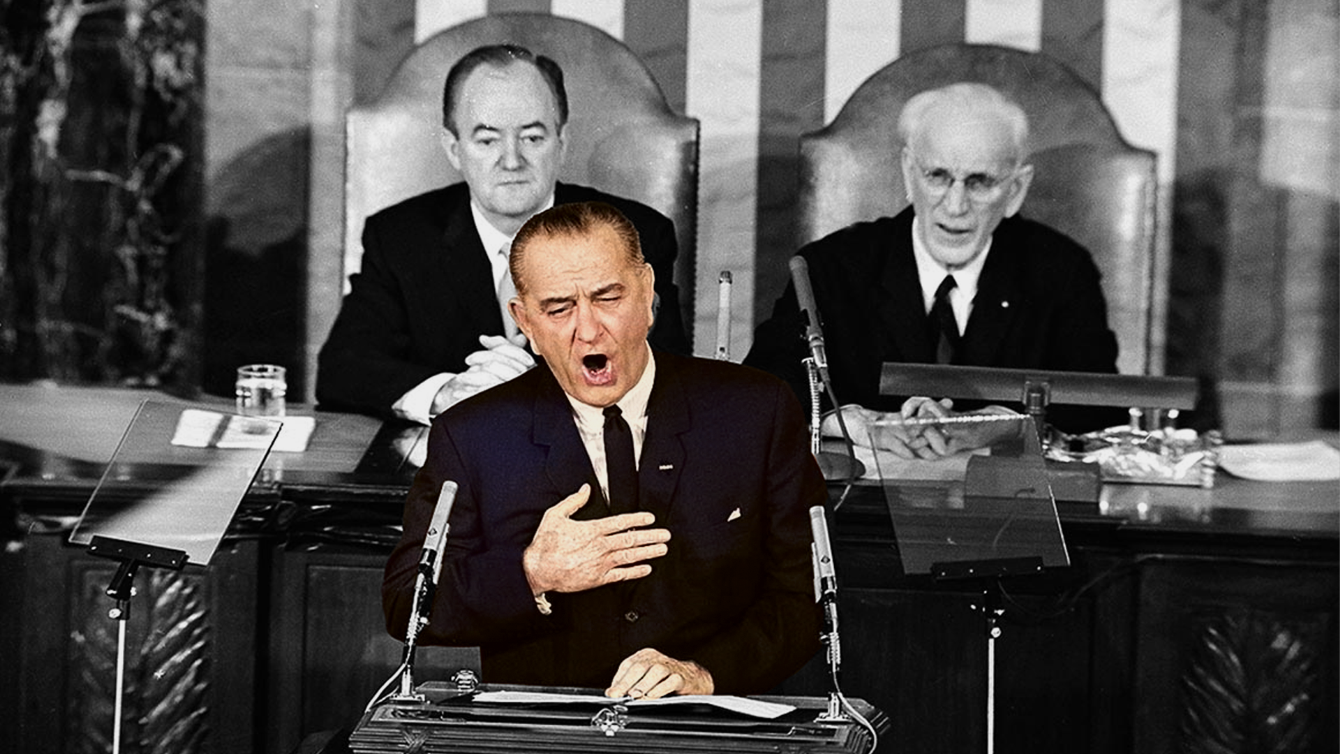 President Lyndon B. Johnson delivering the State of the Union address to Congress