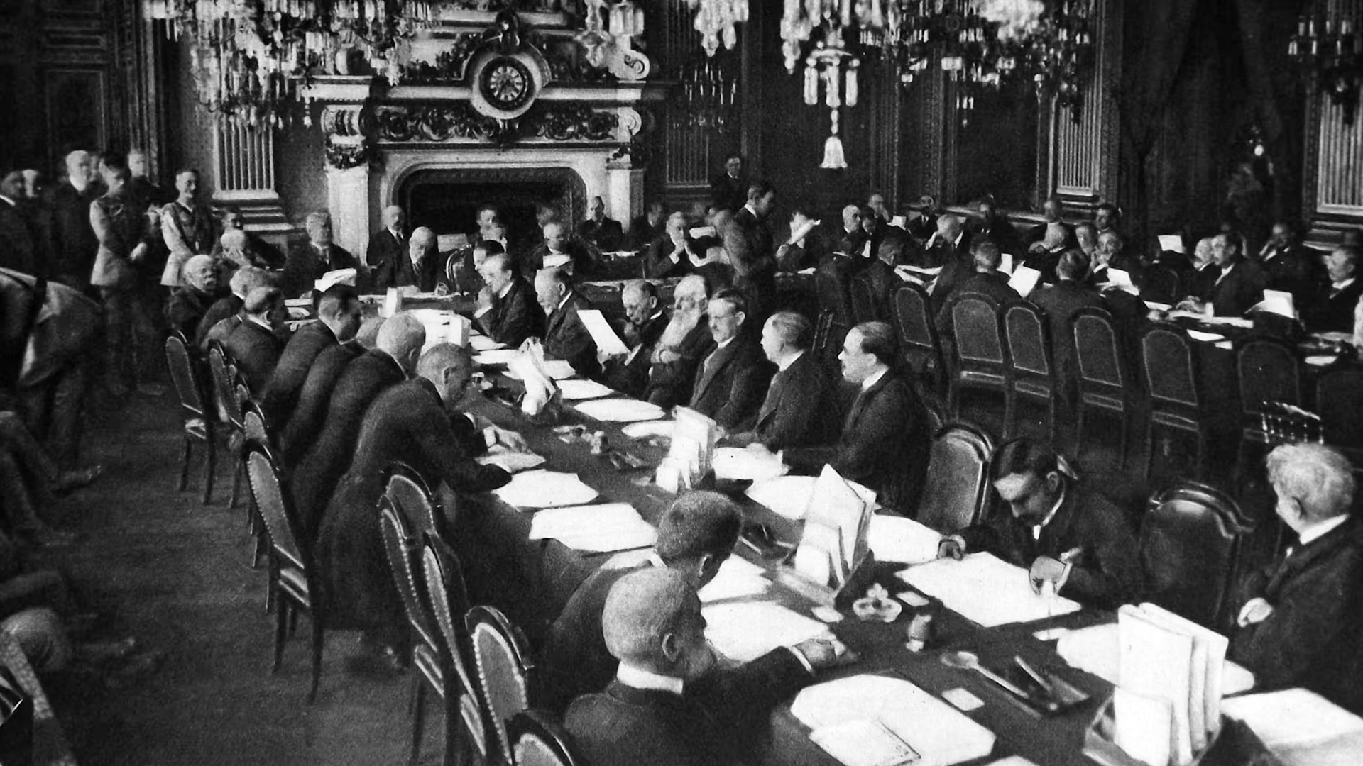 Delegates from many nations meeting in Paris to negotiate peace after World War I.