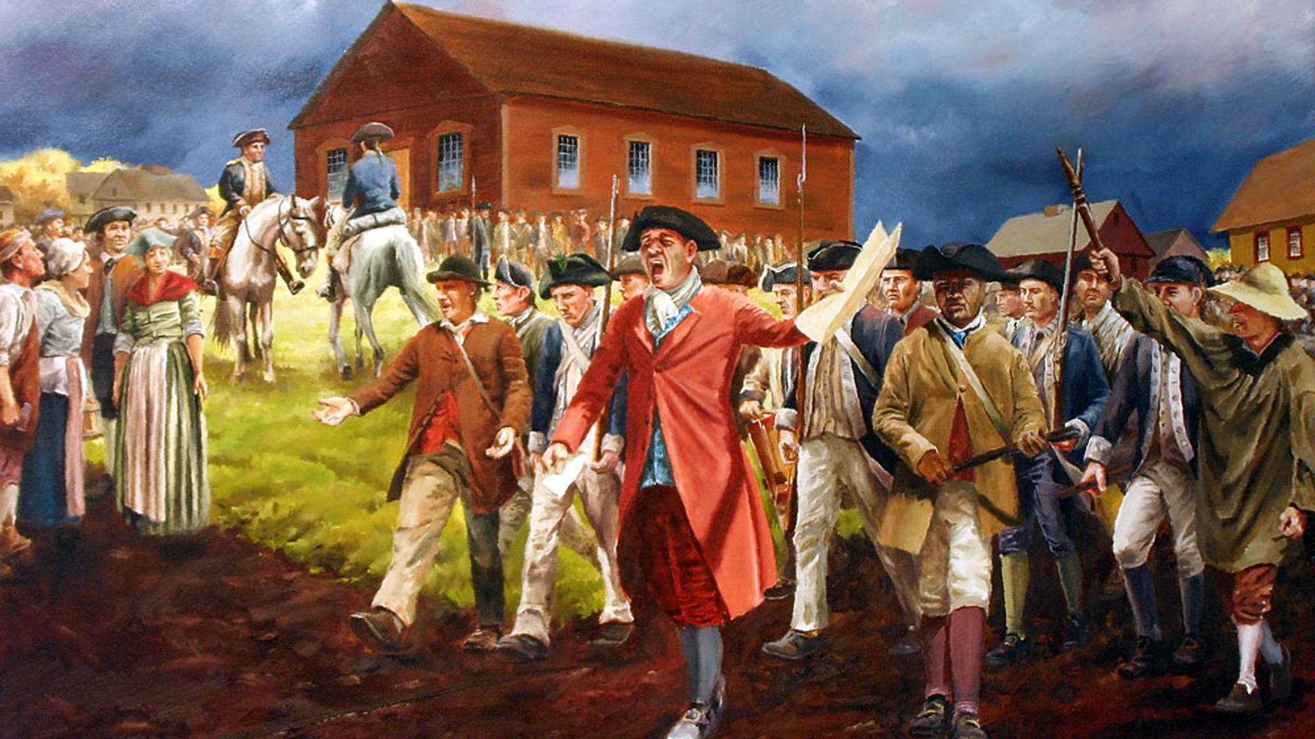 Farmers and veterans in Massachusetts rise up against debt, taxes, and foreclosures during Shays’ Rebellion.