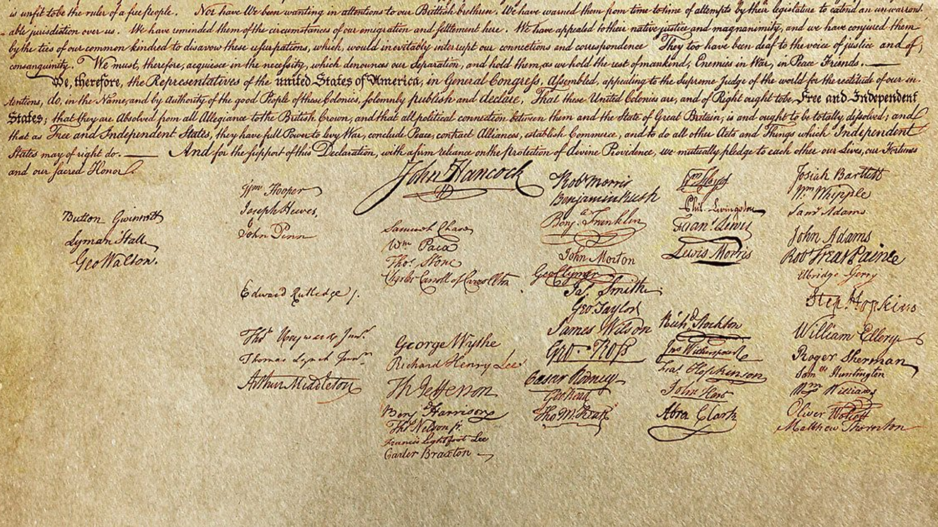 Founding Fathers gathered to sign the Declaration of Independence in Philadelphia, 1776.