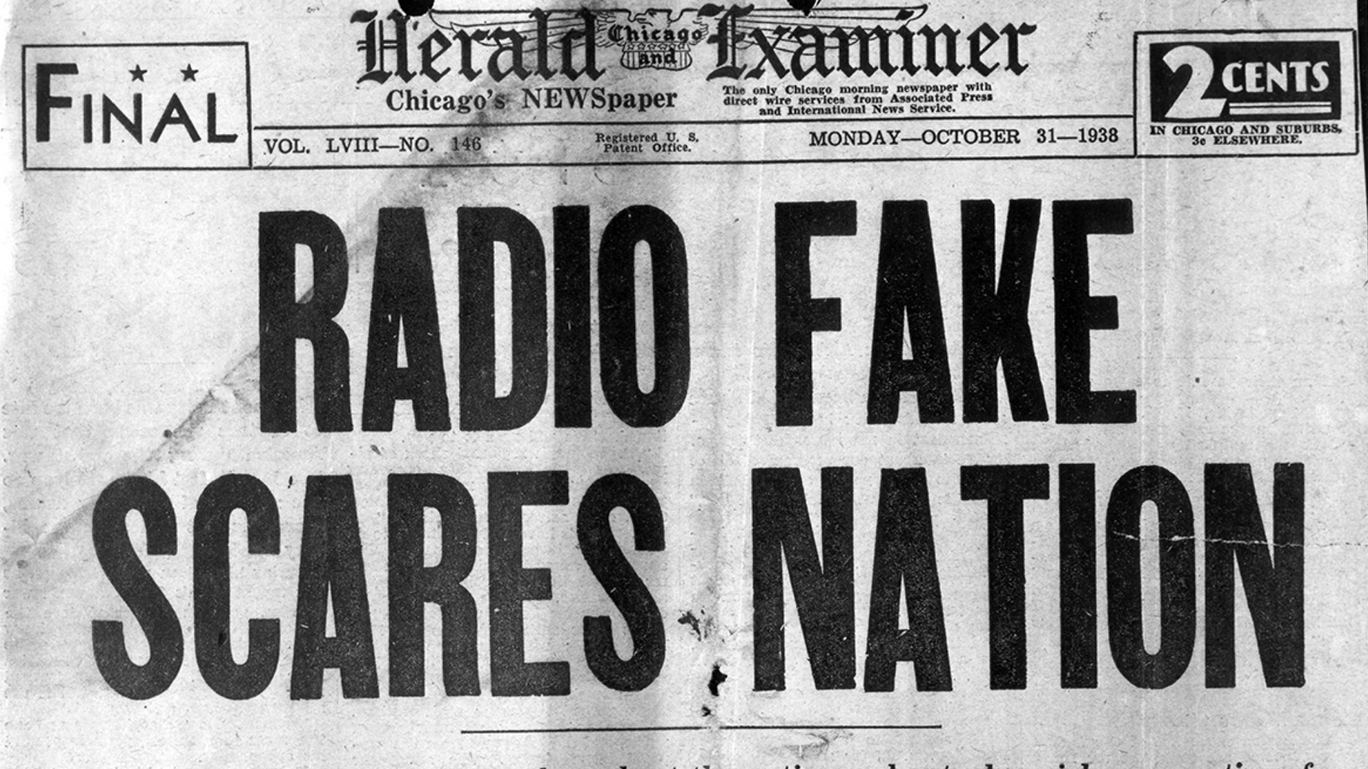 On October 30, 1938, 23-year-old Orson Welles and the Mercury Theatre aired a realistic ‘news bulletin’ version of H. G. Wells’s The War of the Worlds.