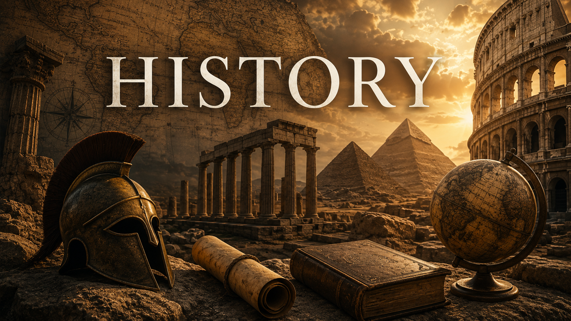 Historian examining historical documents, photographs, maps, and artifacts