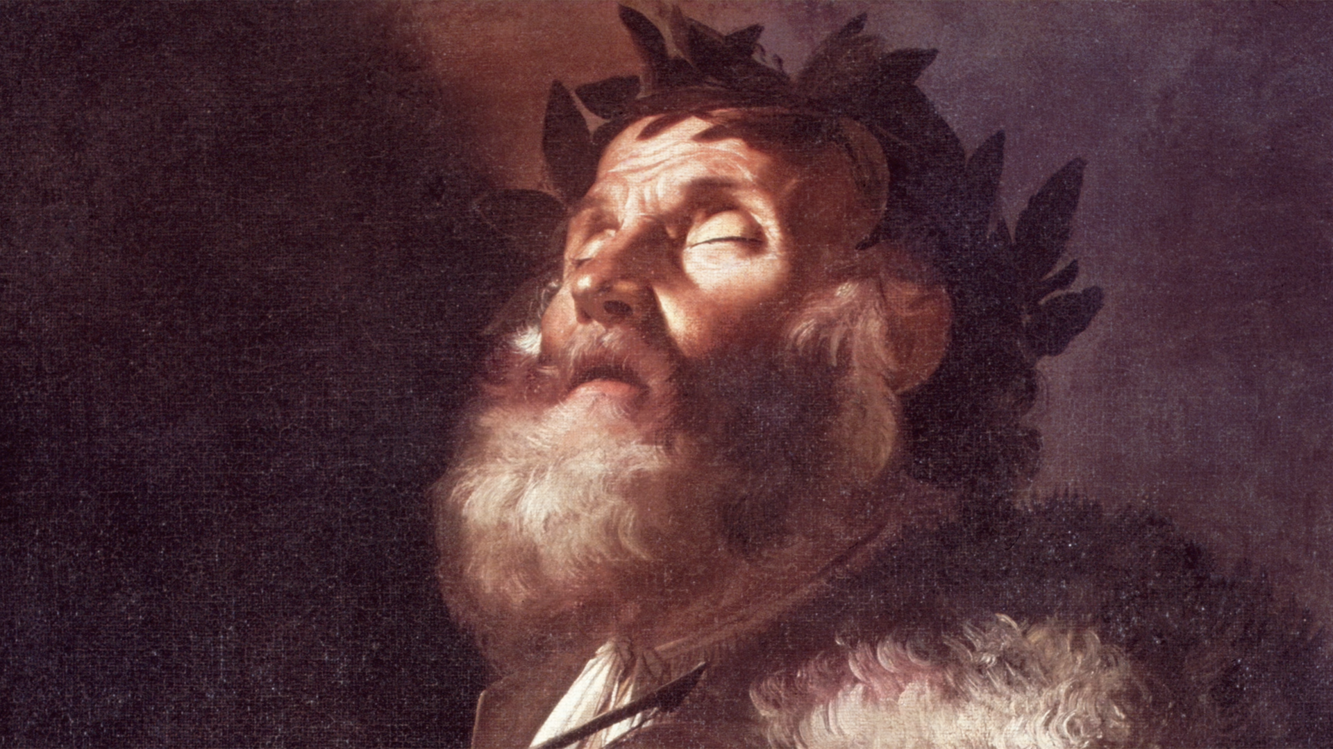 Ancient Greek poet Homer depicted as a classical bust