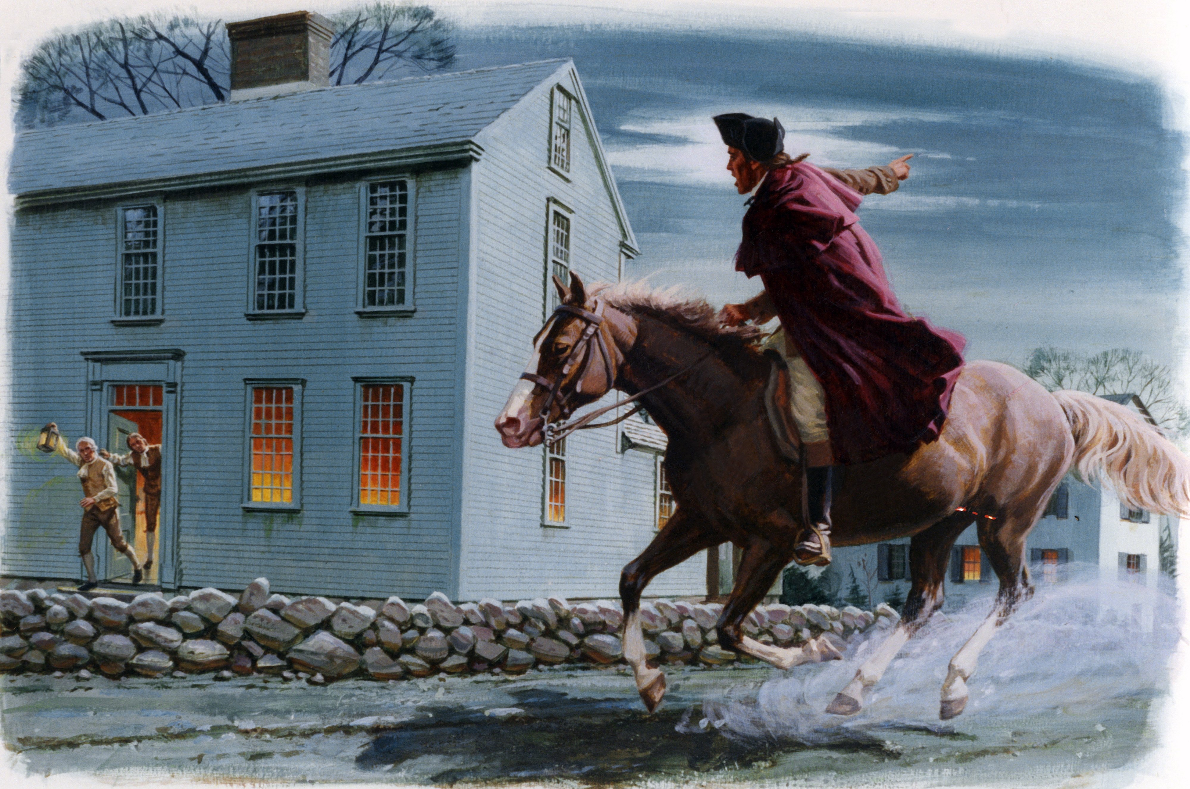 Paul Revere's famous midnight ride to warn American colonists of the approaching British troops.