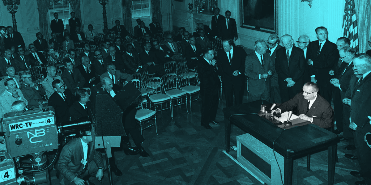 Senators in the U.S. Capitol debating the repeal of the Gulf of Tonkin Resolution during the Vietnam War.