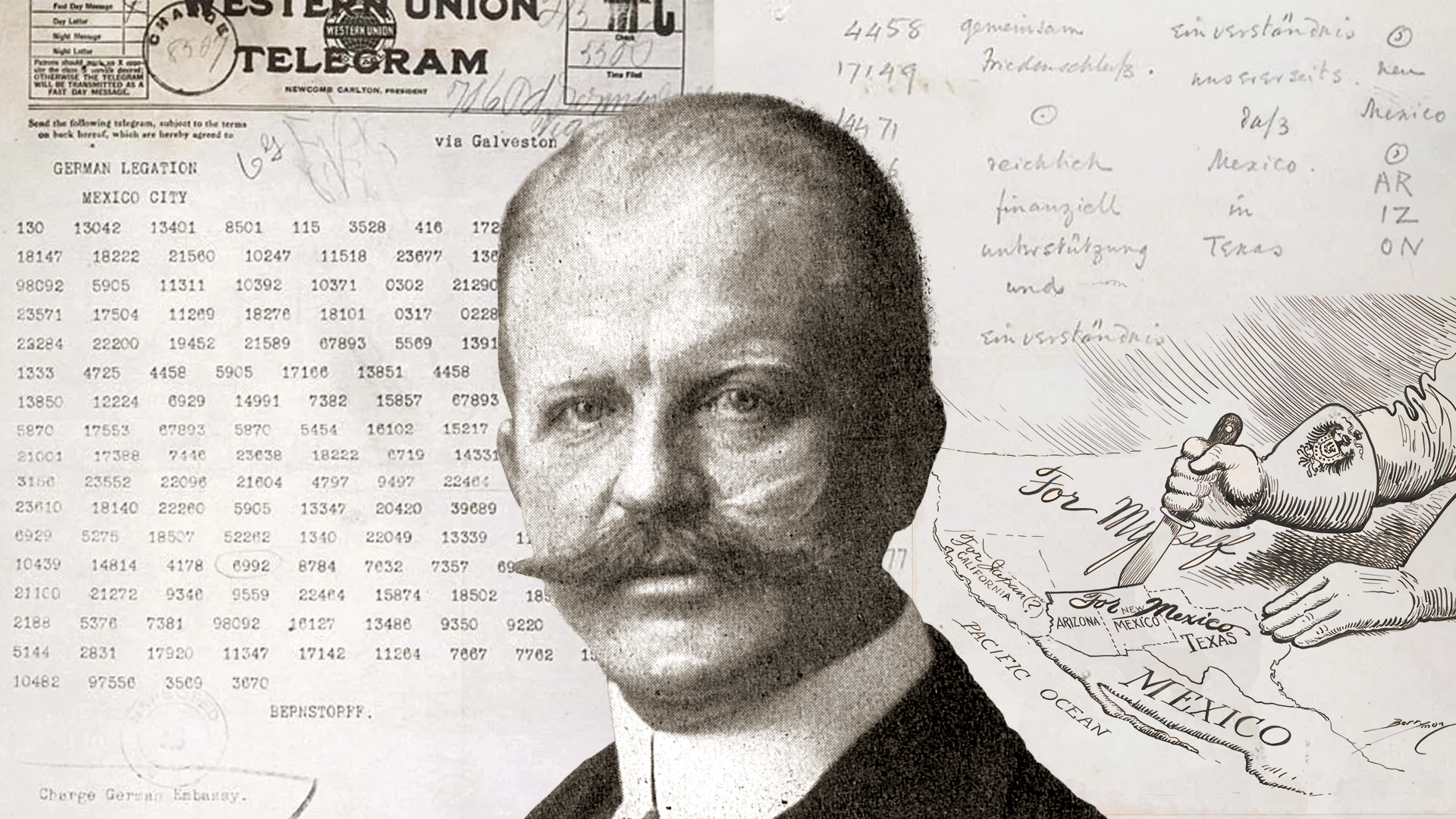 A coded copy of the Zimmermann Telegram sent by Germany in 1917.