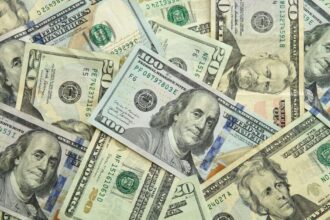 Background of US dollar bills. Fiancial concept.