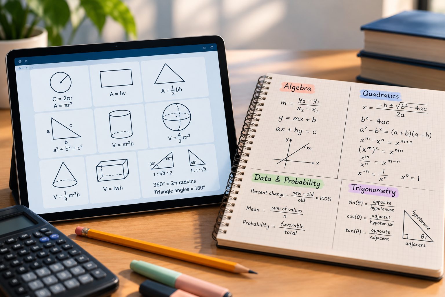 The formulas provided on the SAT vs the concepts you need to know.
