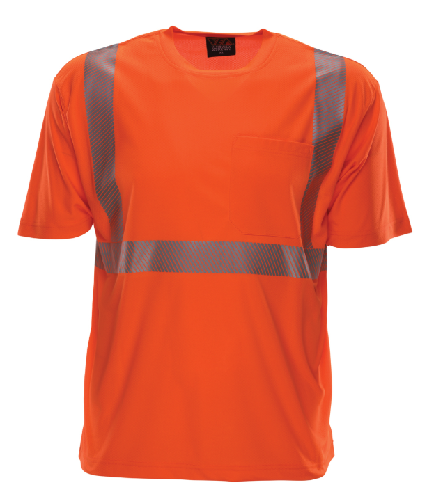 PIP® Reflective Apparel™ ANSI Type R Class 2 Short Sleeve Moisture Wicking T-Shirt with 3M™ Scotchlite™ Comfort Trim and UPF 35 