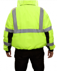 PIP® Reflective Apparel™ ANSI Type R Class 3 Waterproof Black Bottom Bomber Jacket with Fleece Lining
