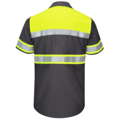 Red Kap® Men's Hi-Visibility Short Sleeve Color Block Ripstop Work Shirt - Type O, Class 1