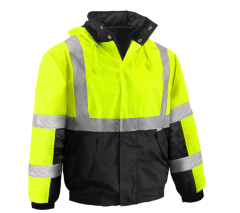 PIP® Reflective Apparel™ ANSI Type R Class 3 Waterproof Black Bottom Bomber Jacket with Fleece Lining