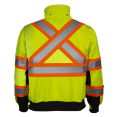 PIP® Reflective Apparel™ ANSI Type R Class 3 Two-Tone Full Zip Hooded Sweatshirt with Black Bottom and Removable Hood