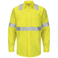 Red Kap® Men's Hi-Visibility Long Sleeve Ripstop Work Shirt - Type R, Class 2