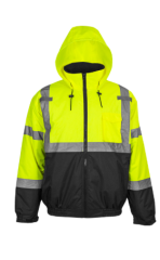 PIP® Reflective Apparel™ ANSI Type R Class 3 Waterproof Black Bottom Bomber Jacket with Quilted Fleece Liner