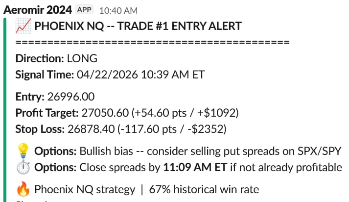 Phoenix NQ Entry alert