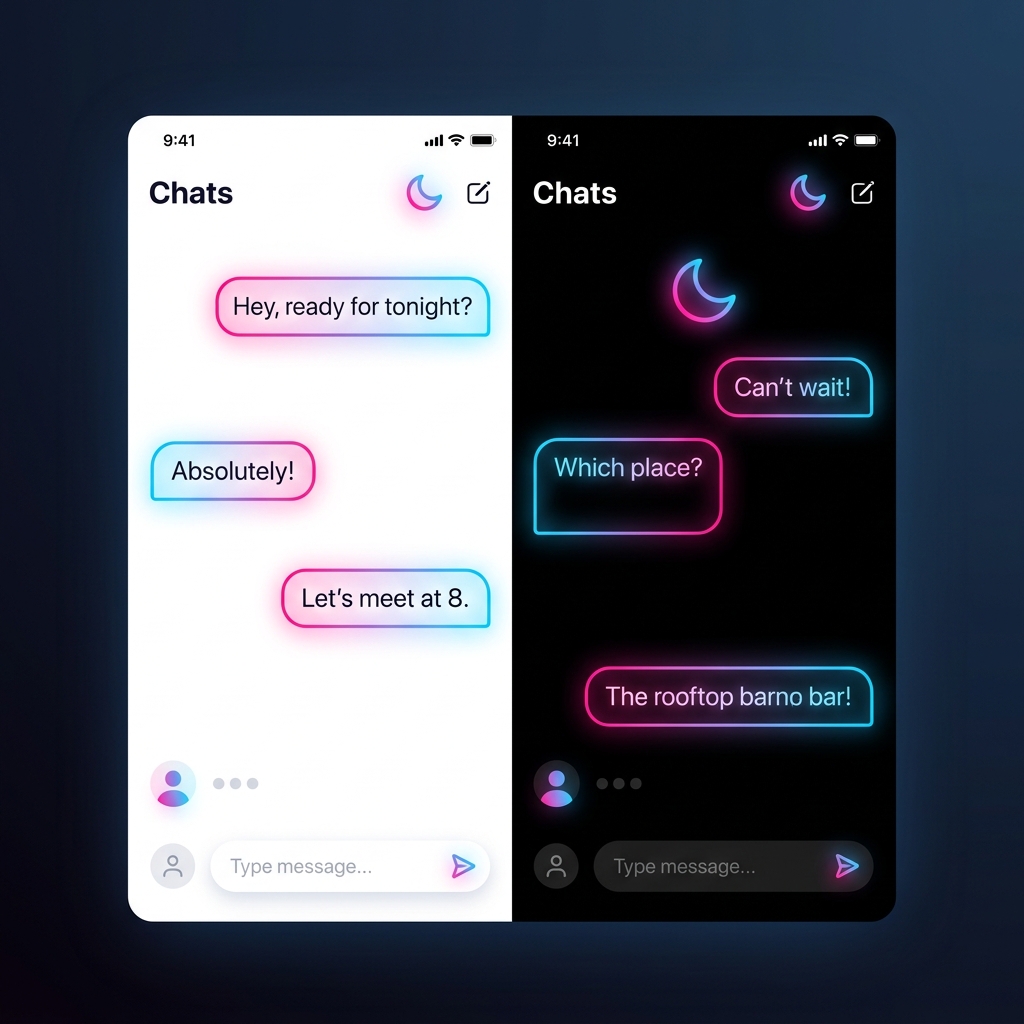 Detailed guide diagram showcasing Instagram light and dark mode user interface toggle comparison