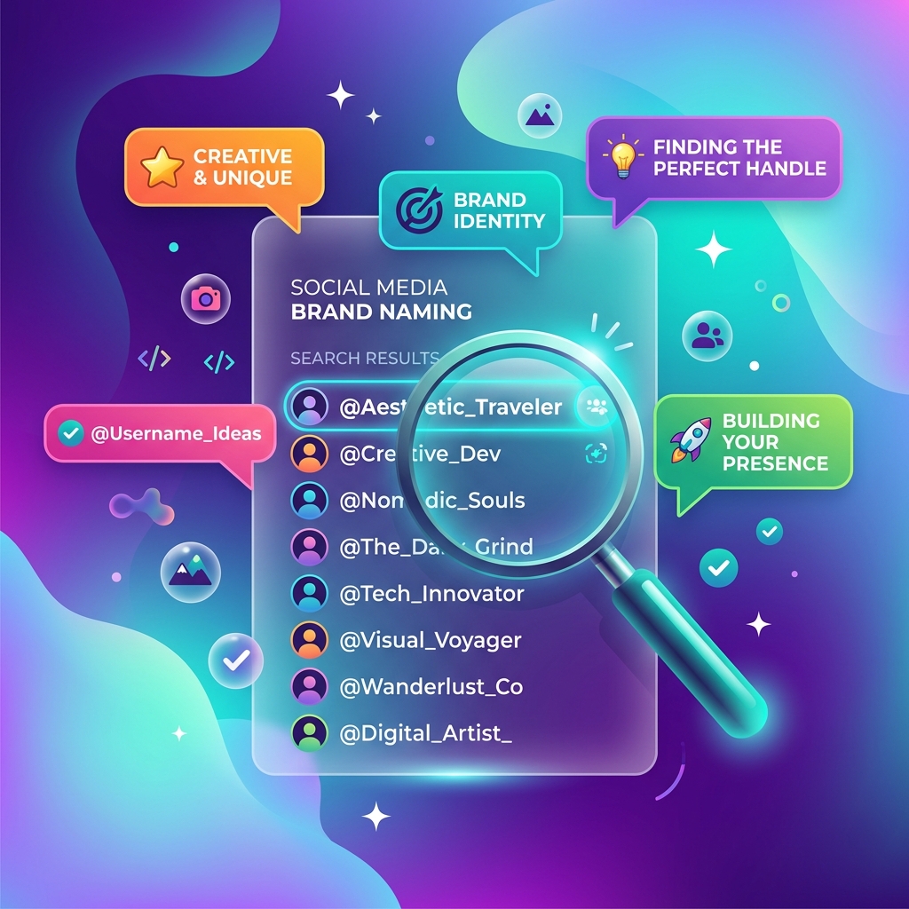 Social media naming concept showing creative handle search optimization