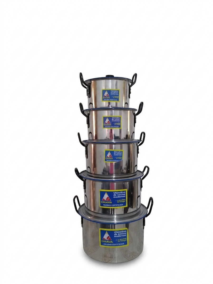 Juego de ollas x5 tapa azul