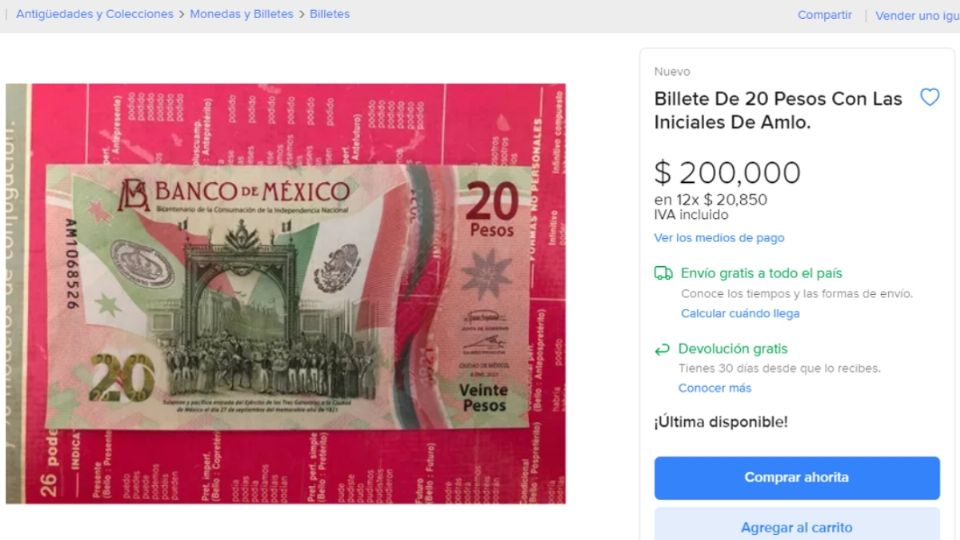 ponen-a-la-venta-billete-de-20-pesos-con-iniciales-de-amlo-en-200-mil-pesos