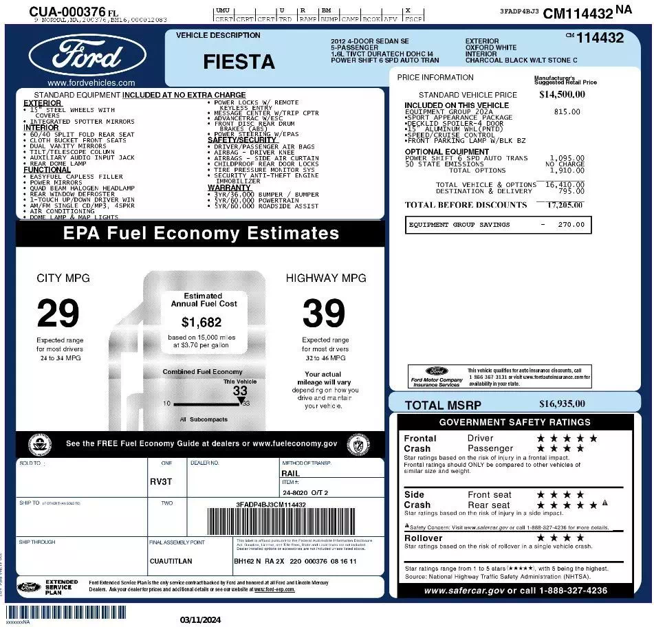 Florida Fine Cars - Used FORD FIESTA 2012 WEST PALM SE