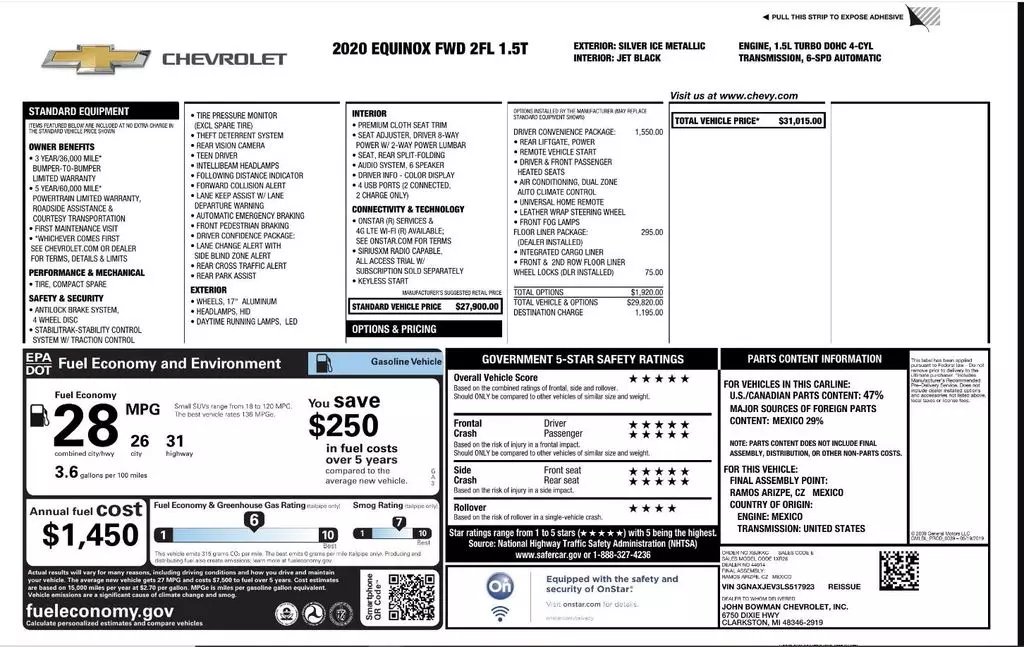 Florida Fine Cars - Used CHEVROLET EQUINOX 2020 WEST PALM LT