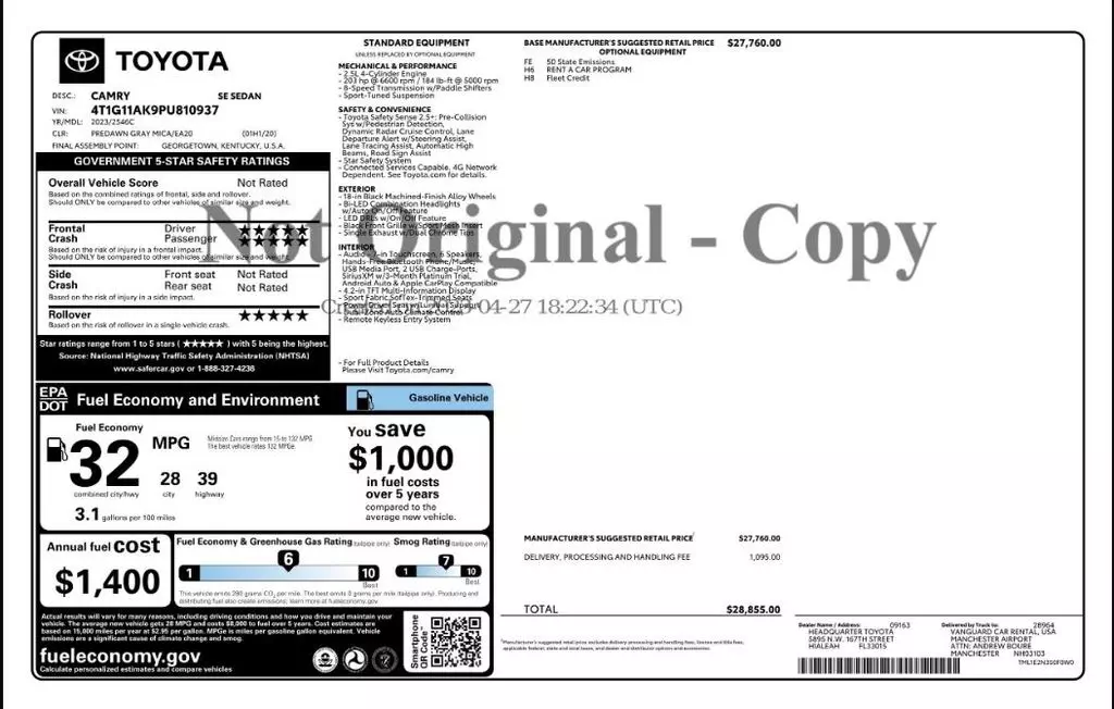 Florida Fine Cars - Used TOYOTA CAMRY 2023 MIAMI SE
