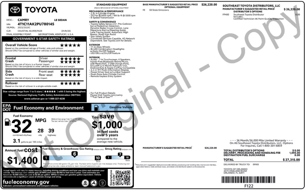 Florida Fine Cars - Used TOYOTA CAMRY 2023 ORLANDO LE