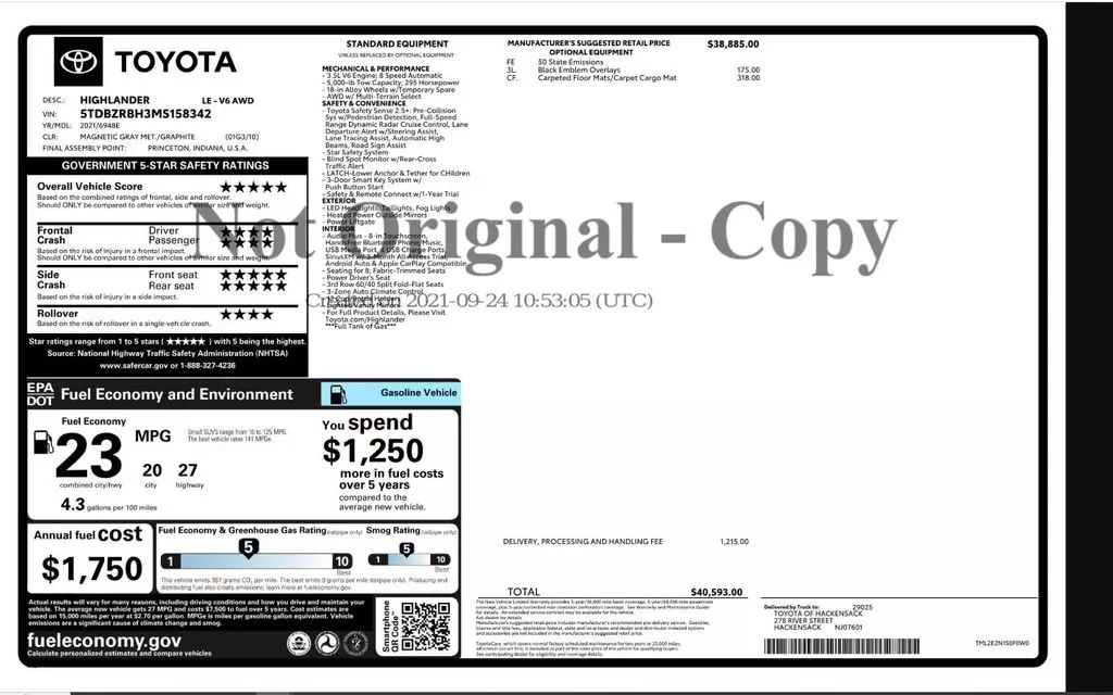 Florida Fine Cars - Used TOYOTA HIGHLANDER 2021 WEST PALM LE