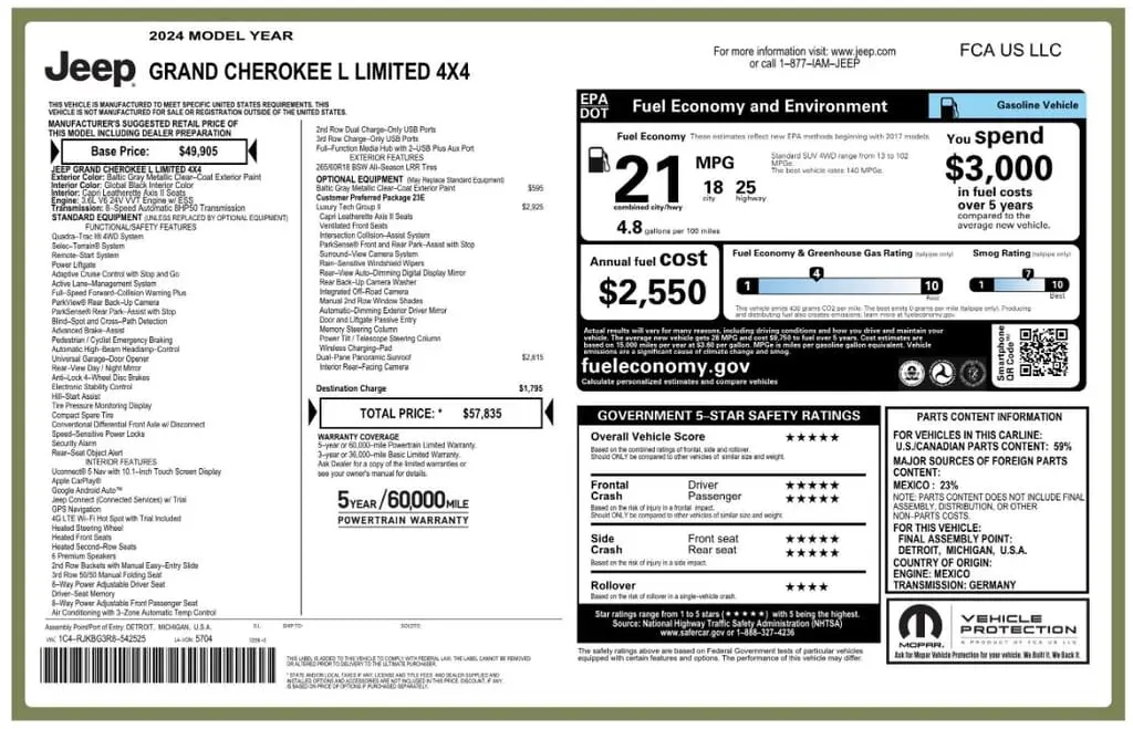 Florida Fine Cars - Used JEEP GRAND CHEROKEE L 2024 WEST PALM LIMITED