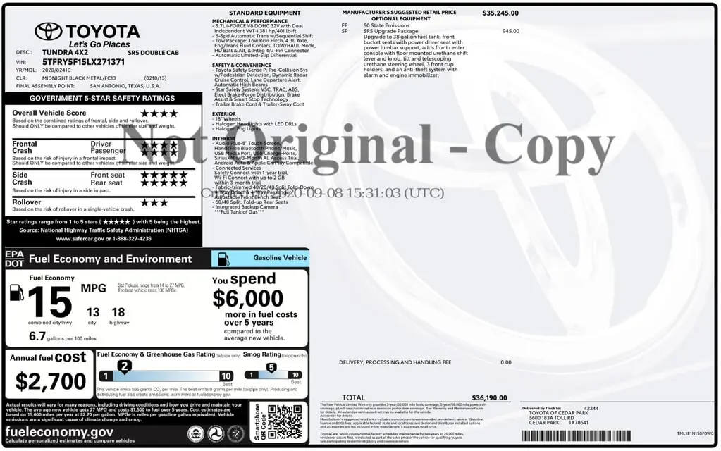 Florida Fine Cars - Used TOYOTA TUNDRA 2WD 2020 ORLANDO SR5